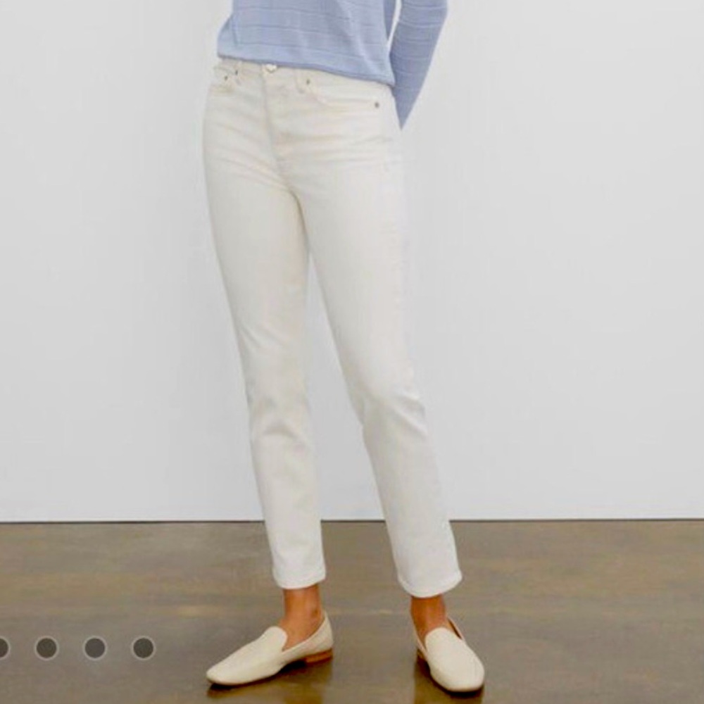 Club Monaco Straight Leg Jeans in Off-White